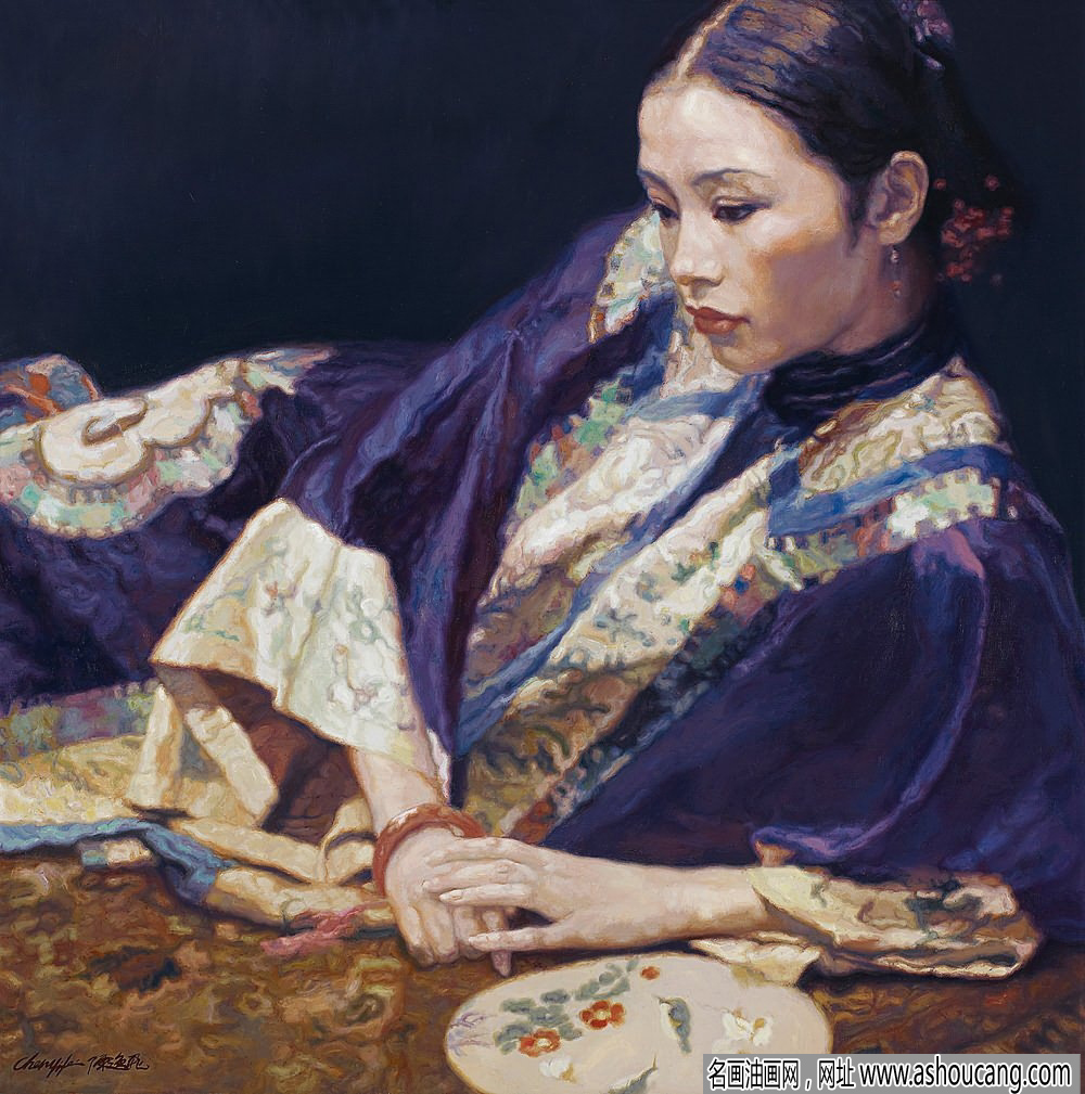 陈逸飞人物油画《蓝衣仕女》欣赏