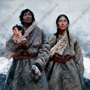 艾轩西藏人物油画作品《圣山》高清下载