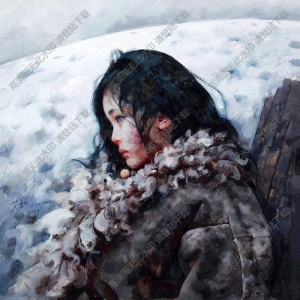 艾轩 油画《雪还在静静地落》高清大图下载
