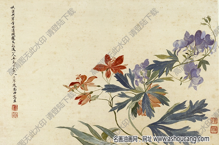 清 恽寿平 王翚《花卉山水》-3国画高清大图下载