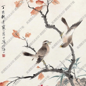 江寒汀作品 花竹画眉 高清大图下载