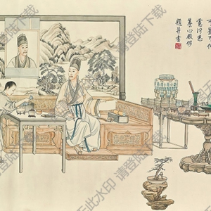 徐燕荪国画作品 仿郎世宁弘历鉴古图 高清下载