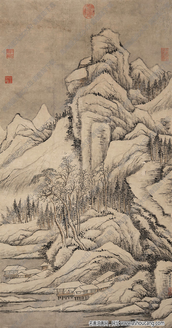 钱维城国画作品雪景寒林高清下载