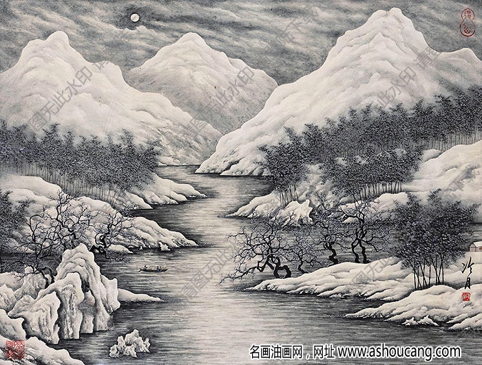 陶冷月国画作品雪景山水2高清下载