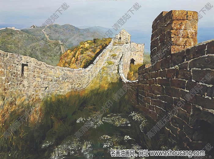 王怀庆风景油画 长城 高清大图下载-名画油画网