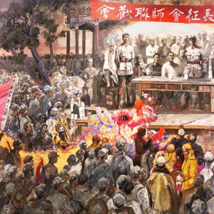 郑春龙油画作品 红军长征会师 高清大图下载