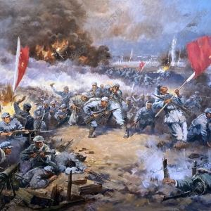 长征题材油画 湘江战役 高清大图下载