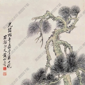 黄山寿作品 古松杞菊 高清大图下载